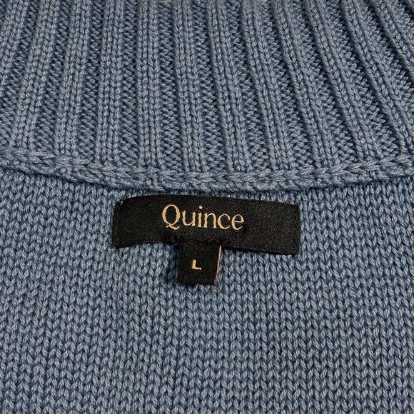 Quince Organic Cotton Cropped Cardigan Sweater Large Glacier Blue Academia - Picture 6 of 8